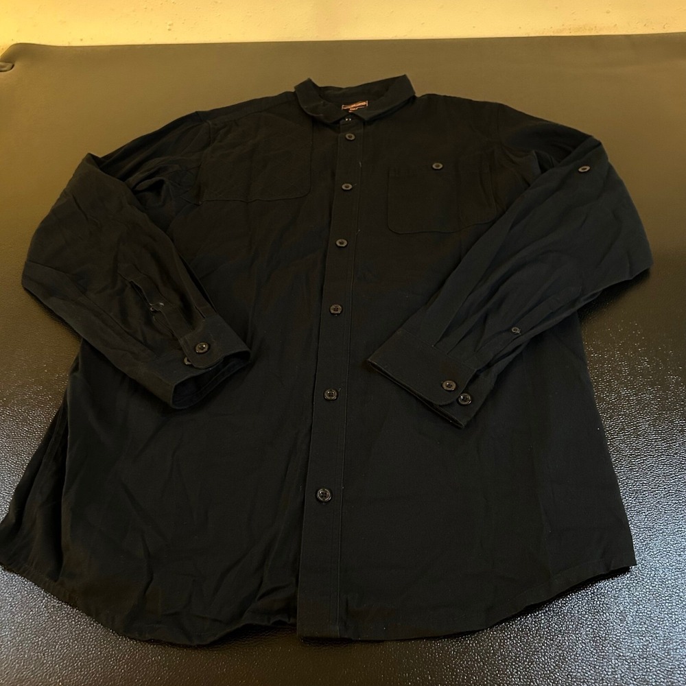 Boulder Creek Trading Company Button Up Mens XL Tall Black Roll Tab Sleeve